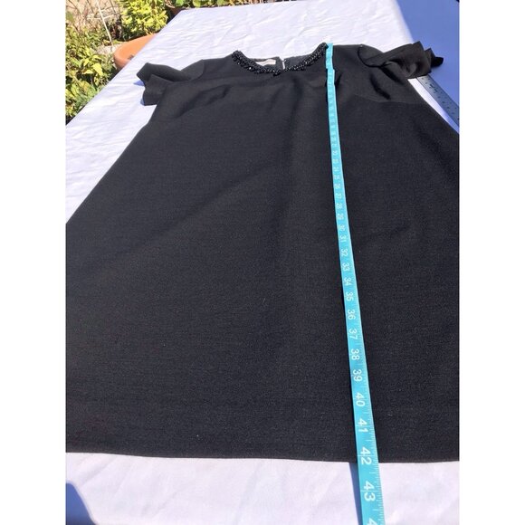 Vtg Grace Taylor Blouson Midi Dress Black Beaded Womens Med Short GoGo 60s Mod - Picture 7 of 16